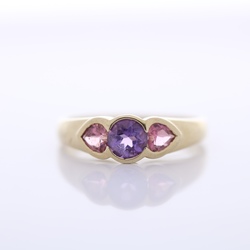 9ct Gold amethyst and pink stone ring MS1437C