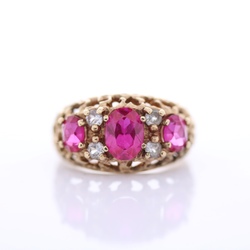 9ct Gold stone ruby and diamond ring MS1128A